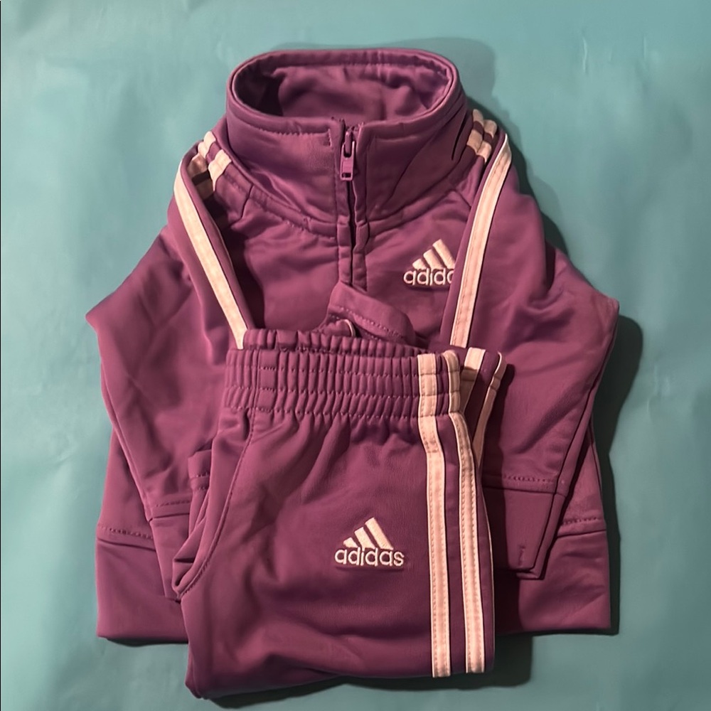 Adidas Purple Tracksuit with Pink Stripes